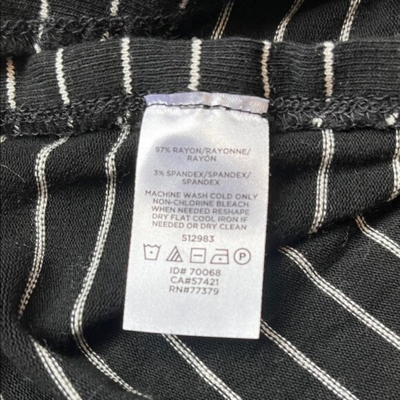 Ann Taylor Top Relaxed Tunic Black White Striped Knit Long Sleeve Small - Picture 7 of 7